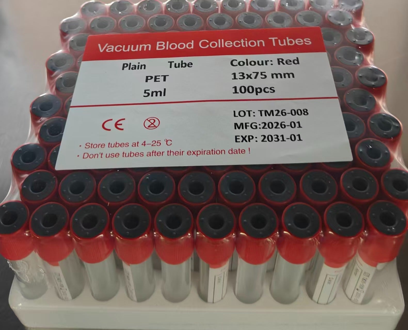 Tube de prélèvement sec rouge